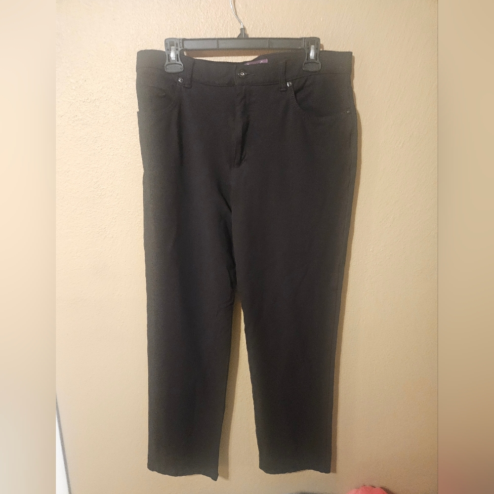 Womens Gloria Vanderbilt Black Amanda Jeans Straight Leg High Rise Size 14